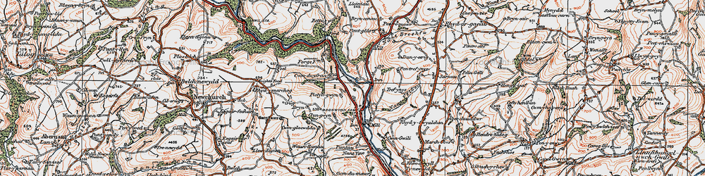Old map of Bronwydd in 1923