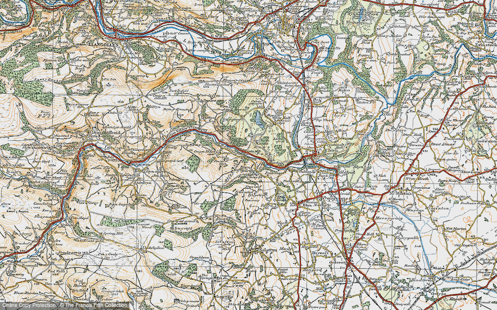 Old Map of Bronygarth, 1921 in 1921