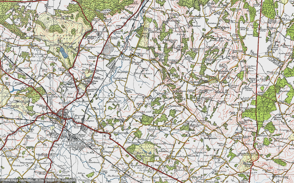 Old Map of Brook, 1921 in 1921