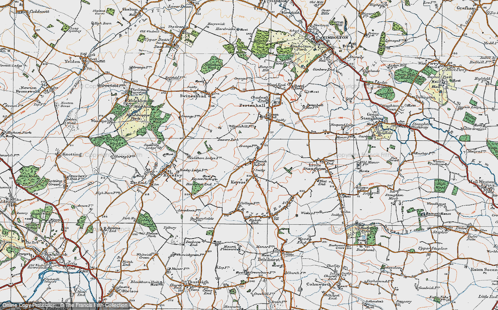 Old Map of Brook End, 1919 in 1919