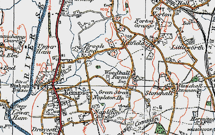 Old map of Brook End in 1920