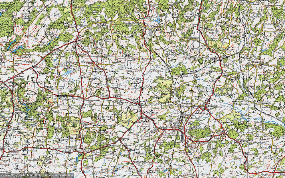 Old Map of Historic Map covering Borde Hill in 1920