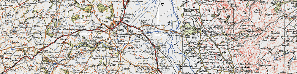Old map of Brondyffryn (Sch) in 1922