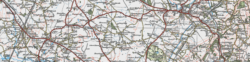 Old map of Brookhouse Moss in 1923