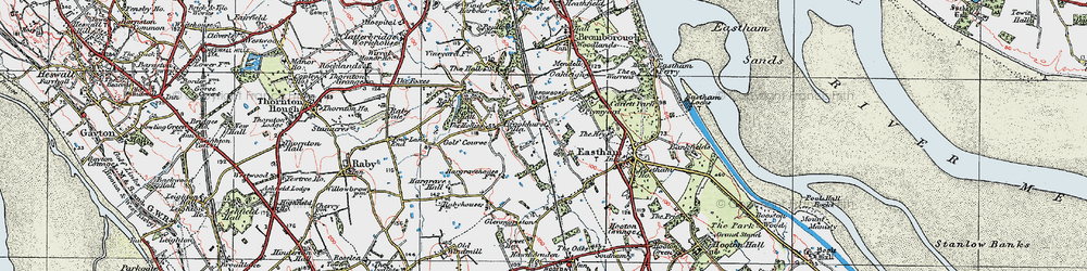 Old map of Bromborough Rake Sta in 1924