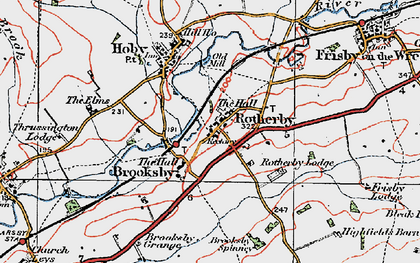 Old map of Brooksby in 1921