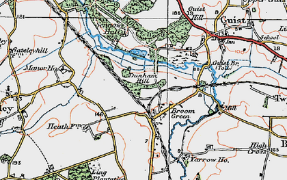Old map of Bintree Mill in 1921