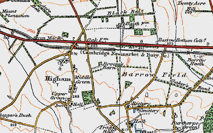 Old map of Broom's Barn in 1921