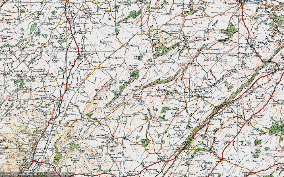 Old Map of Historic Map covering Lawley in 1921