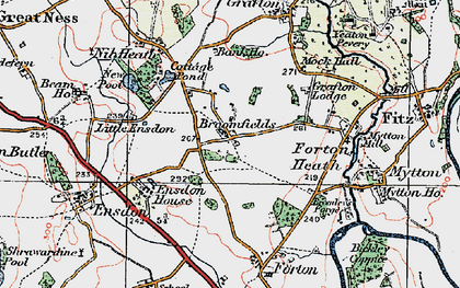 Old map of Broomfields in 1921