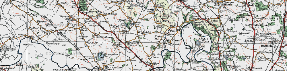 Old map of Broomfields in 1921