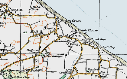 Old map of Broomholm in 1922