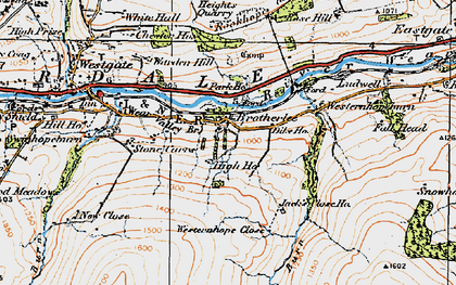 Old map of Westernhope Burn in 1925