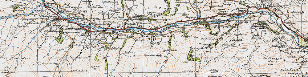 Old map of Westernhope Burn in 1925