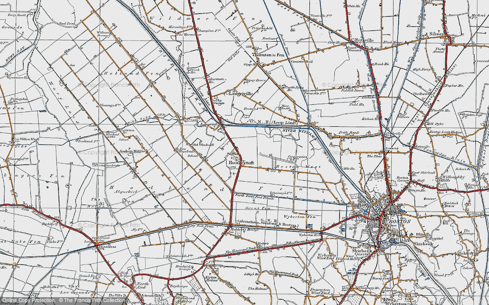Old Map of Brothertoft, 1922 in 1922