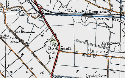 Old map of Brothertoft in 1922
