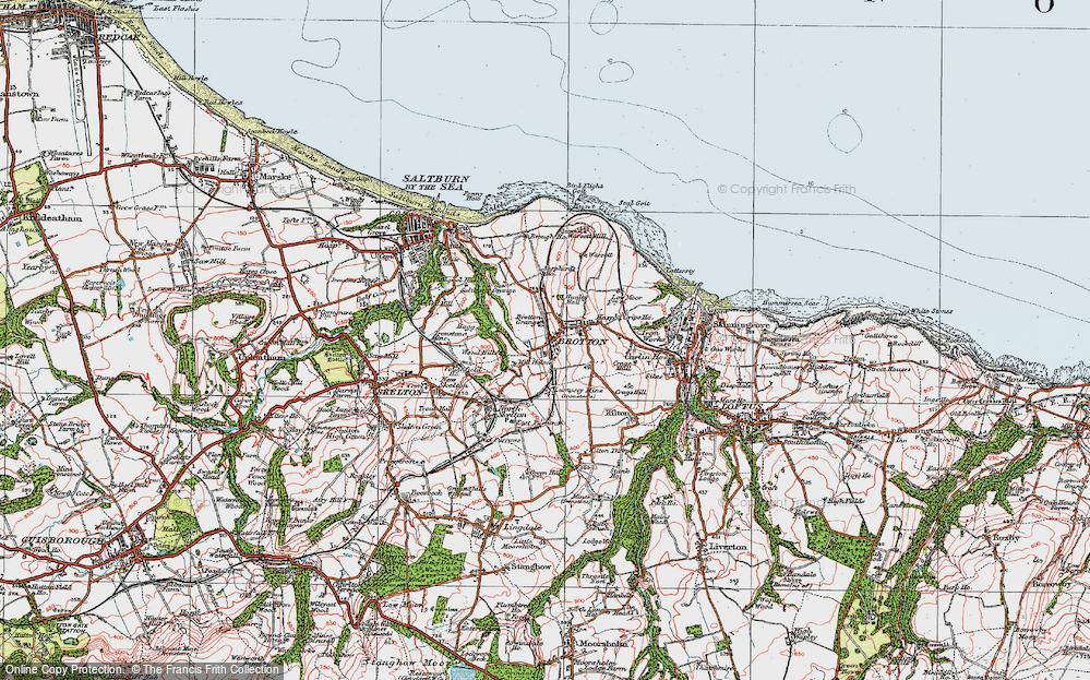 Old Map of Brotton, 1925 in 1925