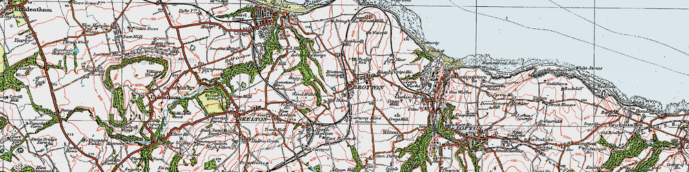 Old map of Brotton in 1925
