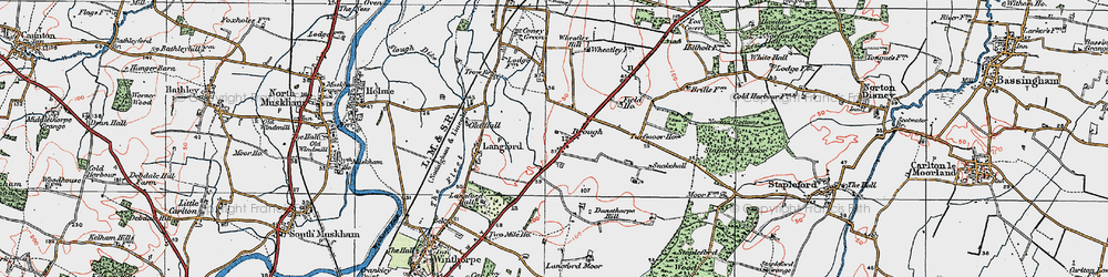 Old map of Danethorpe in 1923