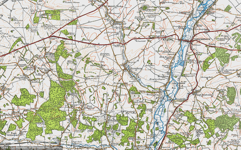 Old Map of Historic Map covering Whiteshoot Hill in 1919