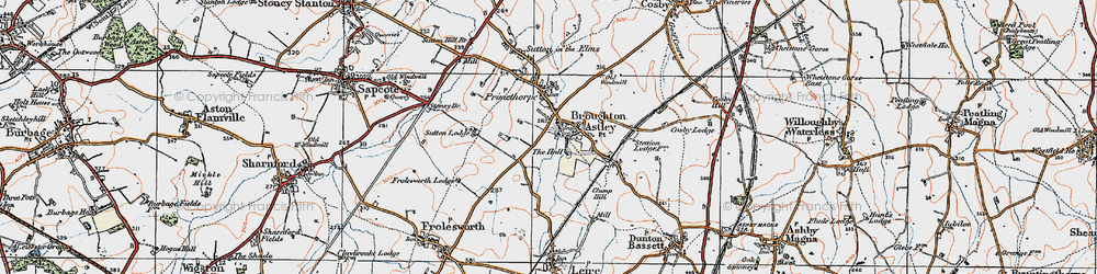 Old map of Broughton Astley in 1920