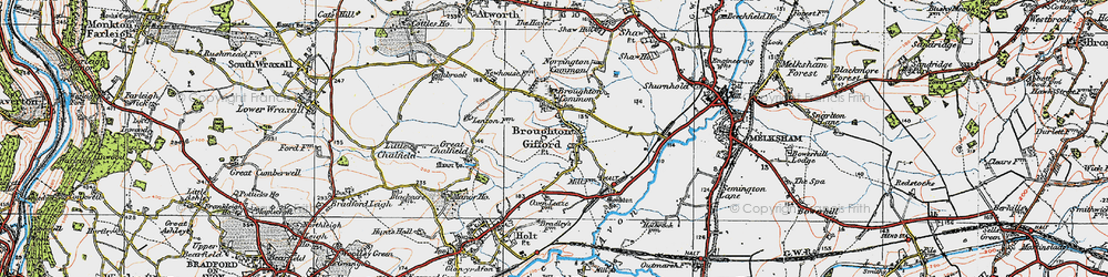 Old map of Broughton Gifford in 1919