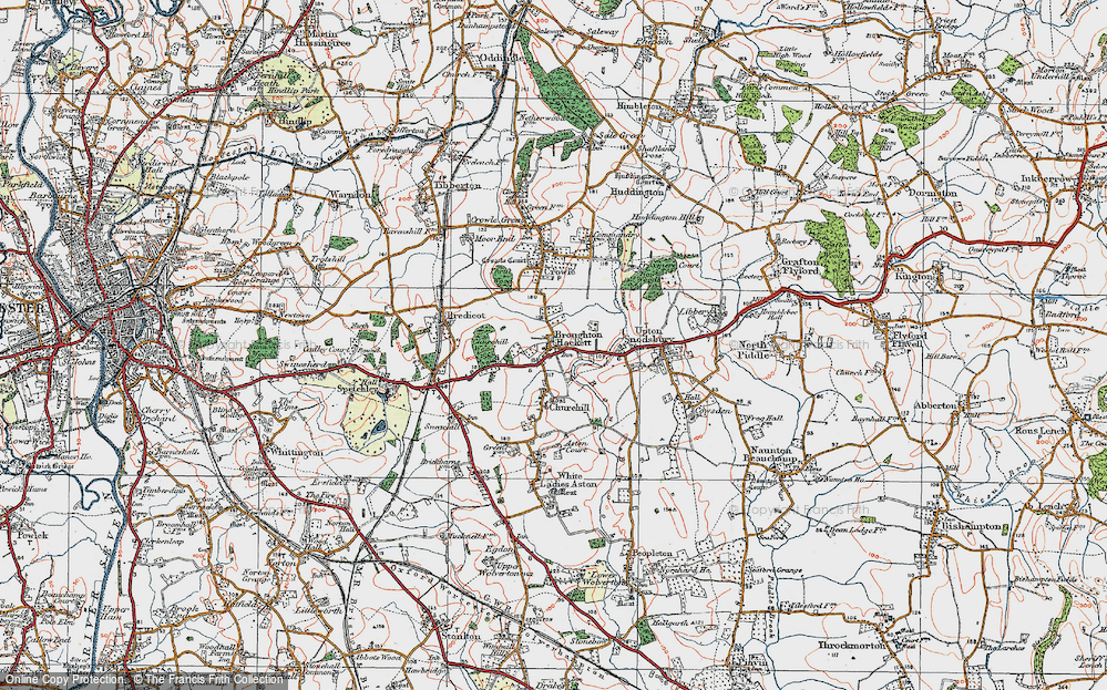 Old Map of Broughton Hackett, 1919 in 1919