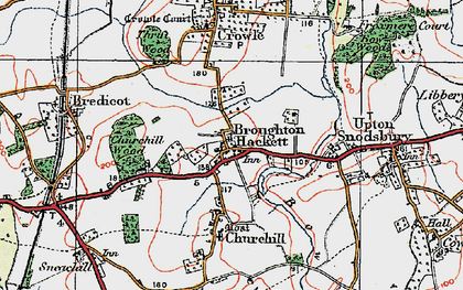 Old map of Broughton Hackett in 1919