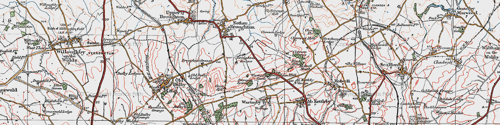 Old map of Broughton Lodges in 1921