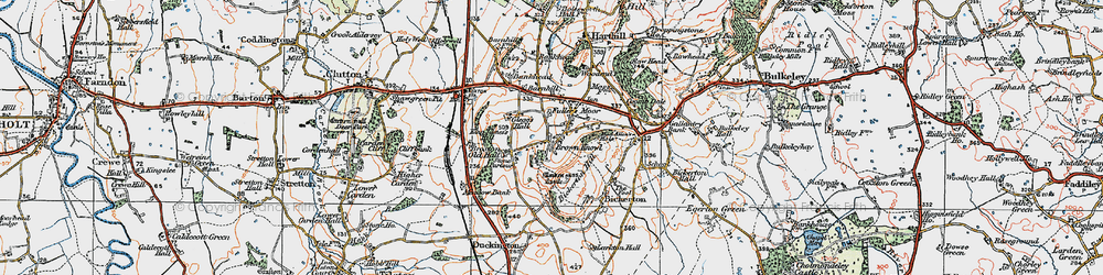 Old map of Bickerton Hill in 1921