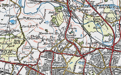 Old map of Brown's Green in 1921