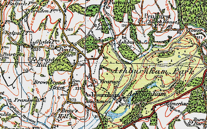 Old map of Ashburnham Place in 1920