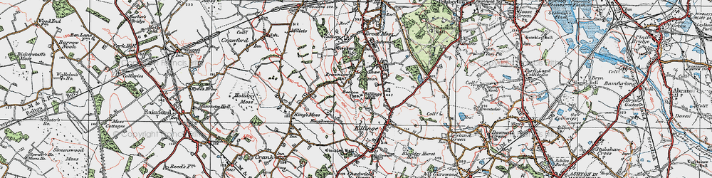 Old map of Billinge Hill in 1924