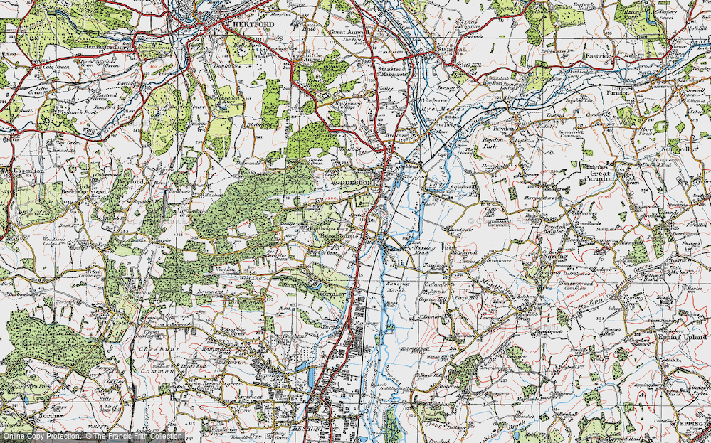 Old Map of Broxbourne, 1919 in 1919