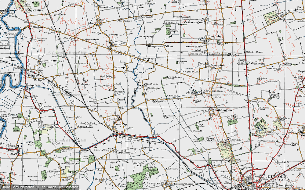 Old Map of Broxholme, 1923 in 1923