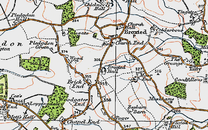 Old map of Broxted in 1919