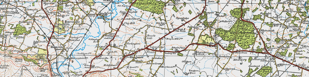 Old map of Broyle Side in 1920
