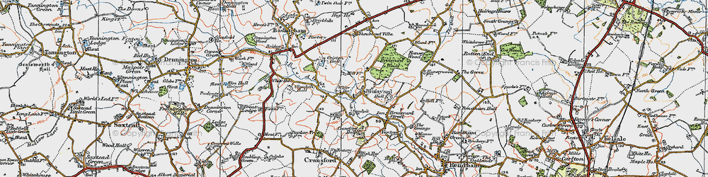 Old map of Bruisyard in 1921