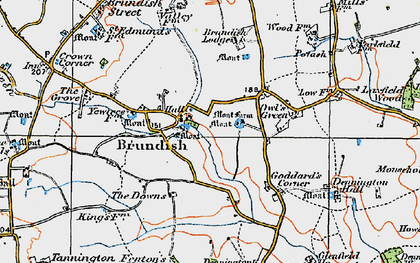 Old map of Brundish in 1921
