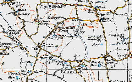 Old map of Brundish Lodge in 1921