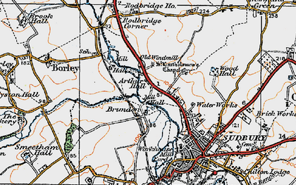 Old map of Brundon in 1921