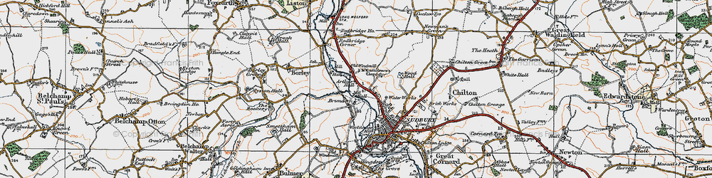 Old map of Brundon in 1921
