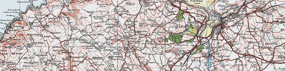 Old map of Brunnion in 1919