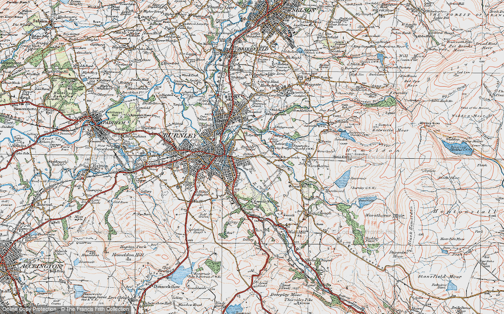 Old Map of Brunshaw, 1924 in 1924
