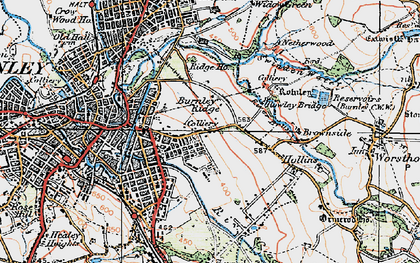 Old map of Brunshaw in 1924