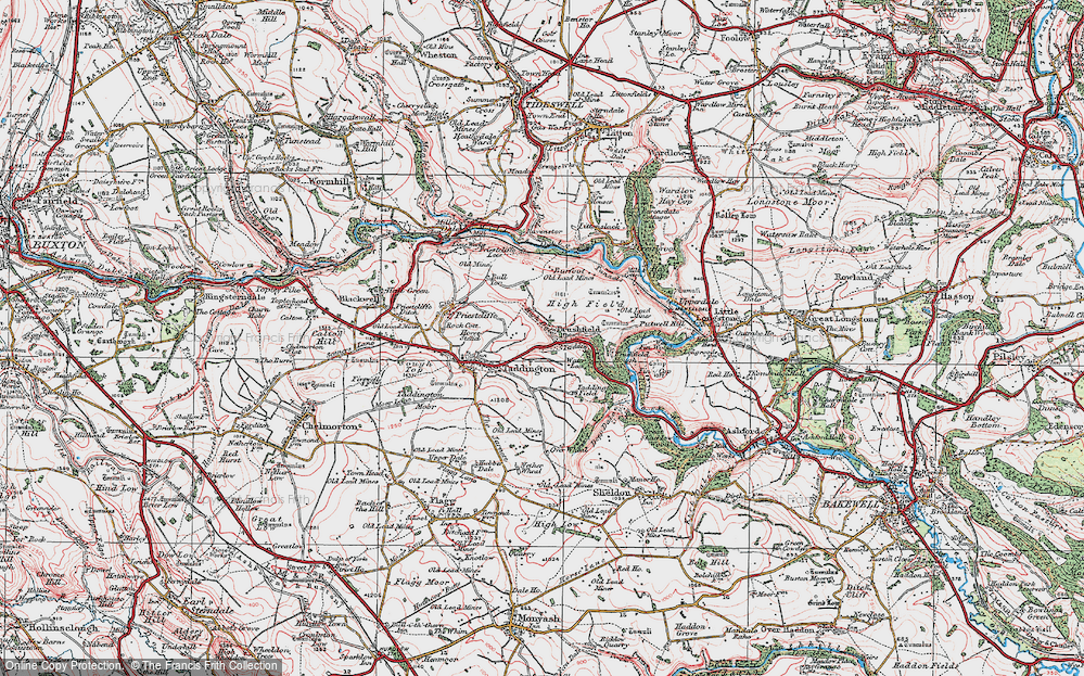 Old Map of Brushfield, 1923 in 1923