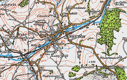 Old map of Bruton in 1919