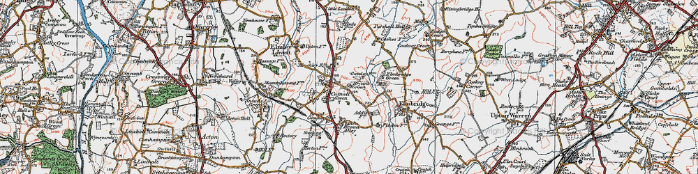 Old map of Bryan's Green in 1920