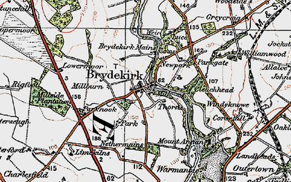Old map of Brydekirk Mains in 1925