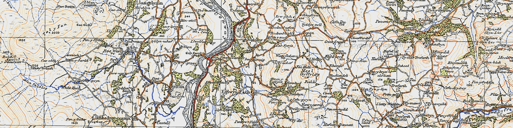 Old map of Bodnant Ucha in 1922